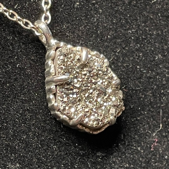 Kendra Scott Pyrite Druzy Silver Finished Pendant Necklace - Picture 2 of 3
